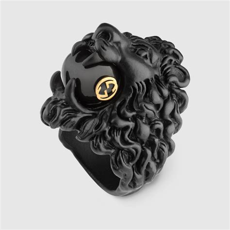 black lion ring gucci